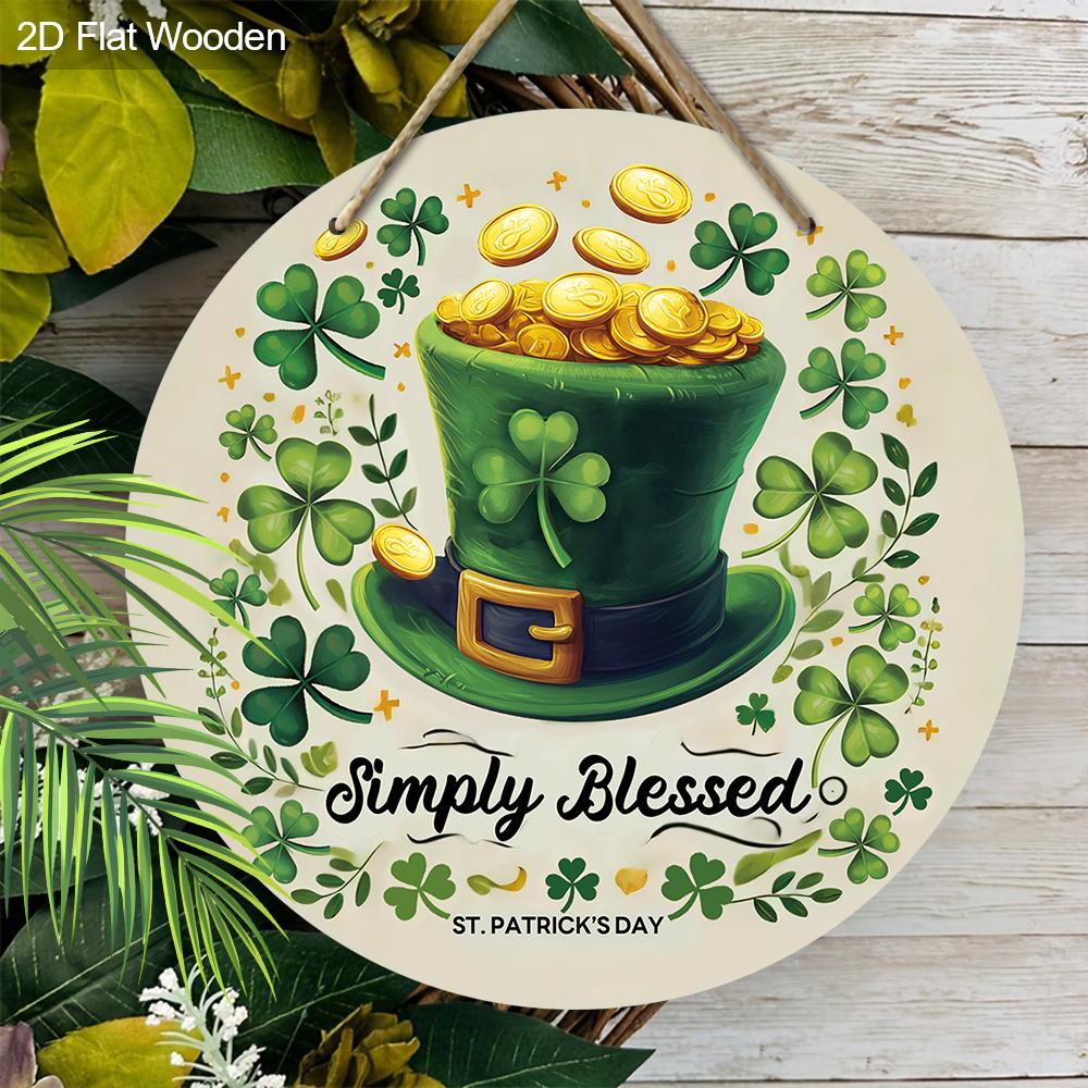 St. Patrick's Day Leprechaun Hat Wooden Sign, Charming Round Sign for Front Door, Wall Hanging Decor - Ideal Irish Festival Gift for Family & Friends