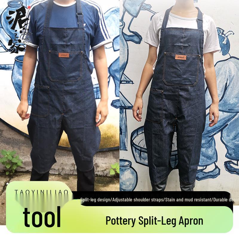 Унисекс джинсовый фартук Mudman с разделенными штанинами и карманами Children s Pottery Apron