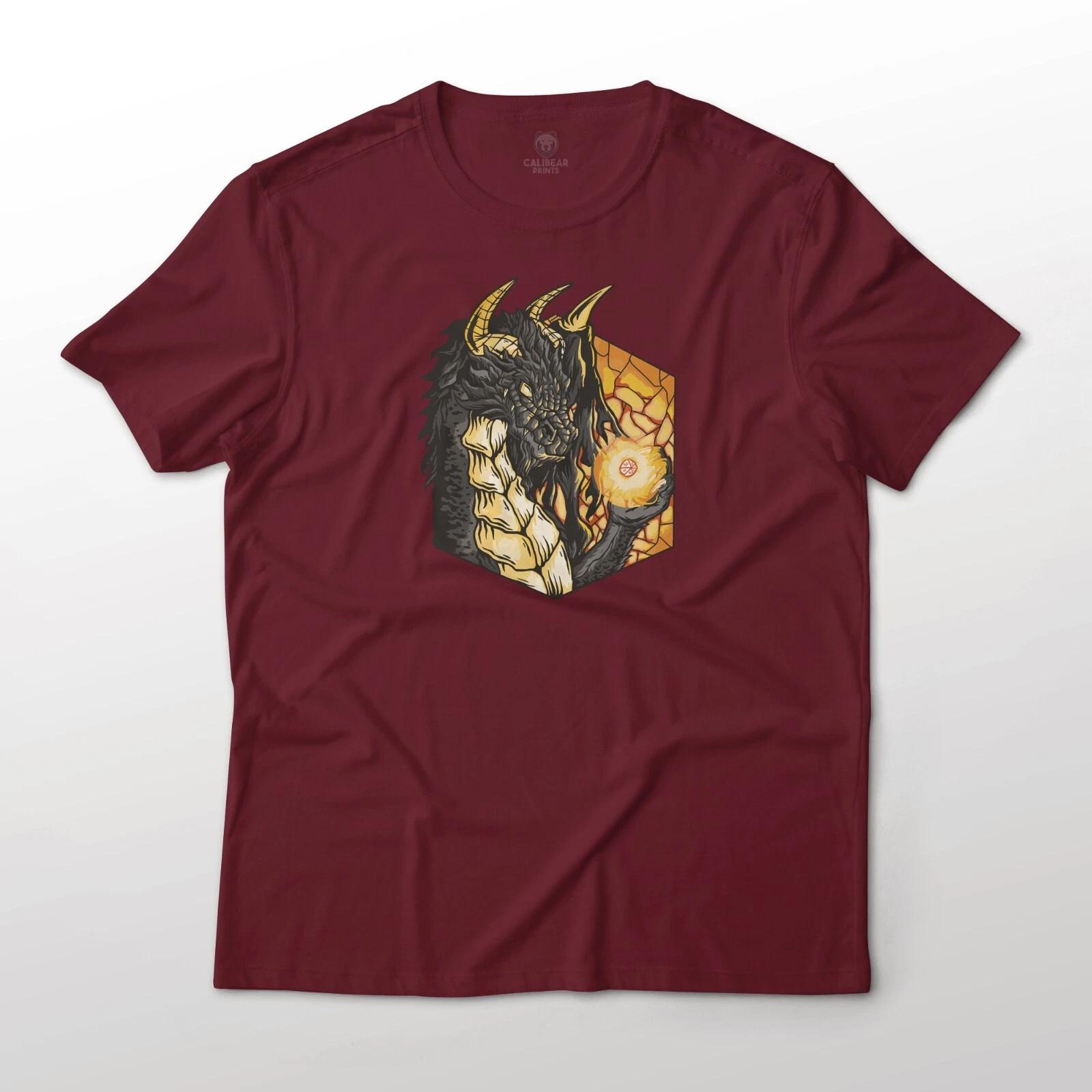 Dragon With A 20 Die Dungeons and Dragons Graphic T-T-Shirt Unisex 100% Cotton Tee 2XL