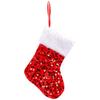 Red Green Plush Sequins Christmas Socks Cartoon Christmas Tree Ornaments  Xmas Decor Gift