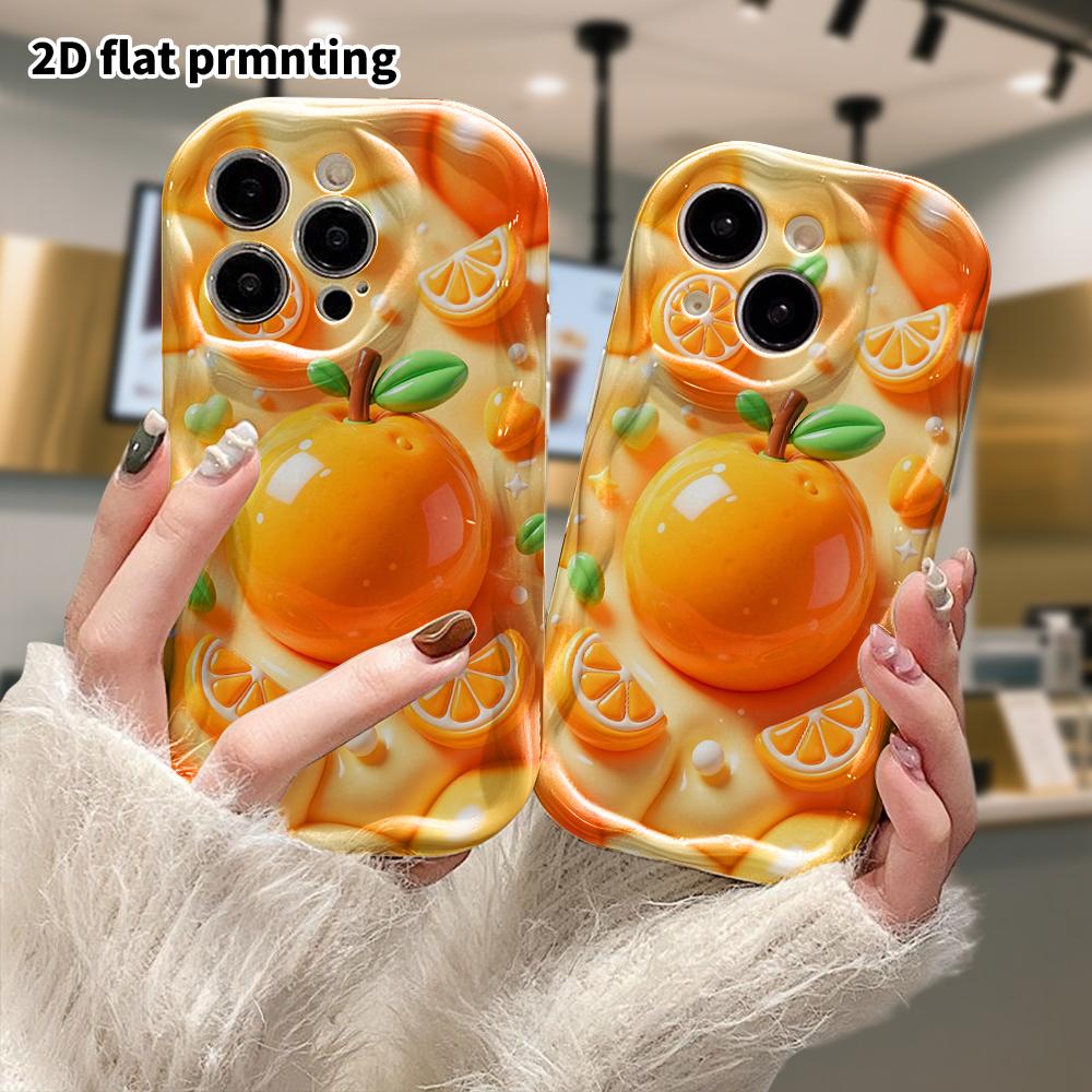 Phone case: 2D flat design, suitable for iPhone 18 17 16 15 14 13 Pro protective case, orange fruit, perfect Christmas and Halloween holiday gift