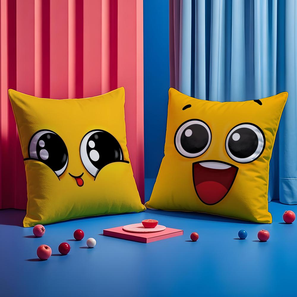 Funny And Quirky Personalized Emojis Pillow Case Comfort Sofa Bed Silky Elegant Invisible Zipper Decorative Cushion Cover