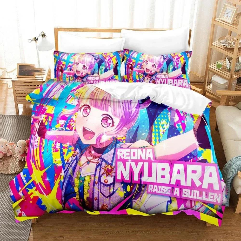 Nyubara Reona Anime Raise A Suilen Bedding Set Printed With Pillowcase Bed Duvet Cover Soft Single Double Queen Super King Size