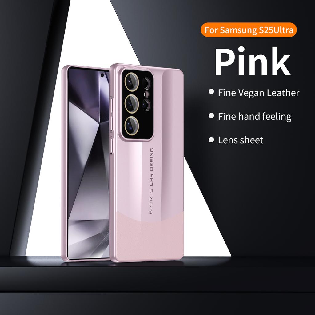 Premium Supercar Design Splicing Vegan Leather Hard Case For Samsung S25 S24 S23 Ultra Plus Bumper Shockproof Protection Cover