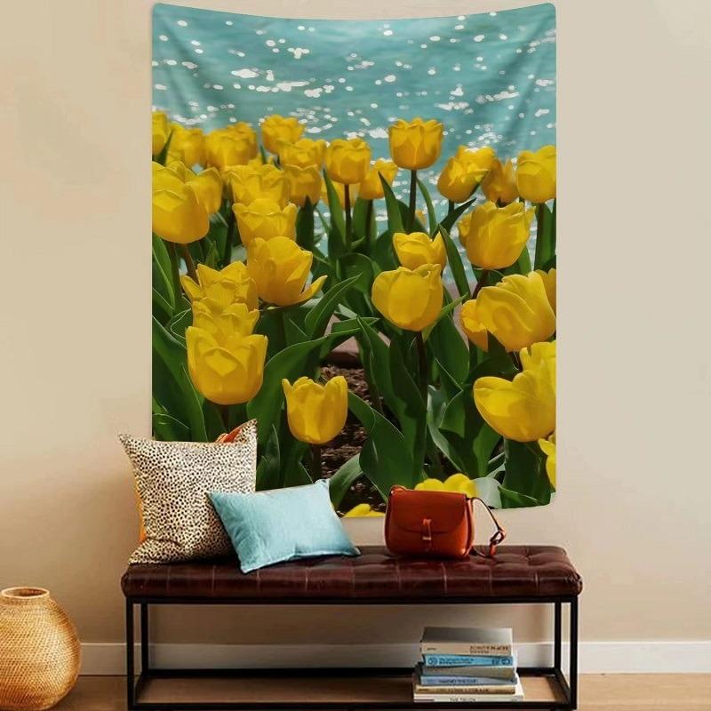 Tulip Flowers Wall Decor Tapestry Home Living Room Tapestry