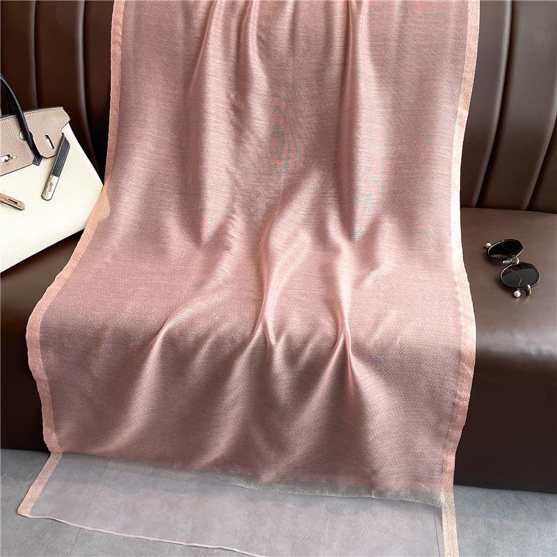 Jedwabno-wełniany szalik ze złotym brzegiem: Ochrona przeciwsłoneczna Wiosna/Jesień, Ciepły i Wszechstronny Błyszczący Szal dla Kobiet.