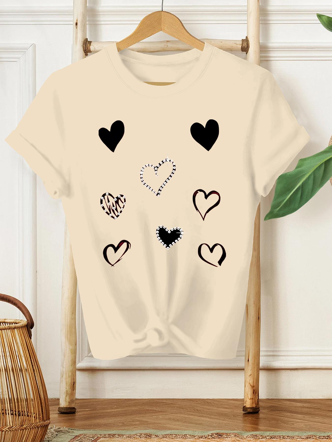 

Plus Size - Plus Size - New Summer Women S Short-Sleeve T-Shirt with a Heart Pattern. Stylish And Casual Printed Top for Elegant Ladies S дубильна кора