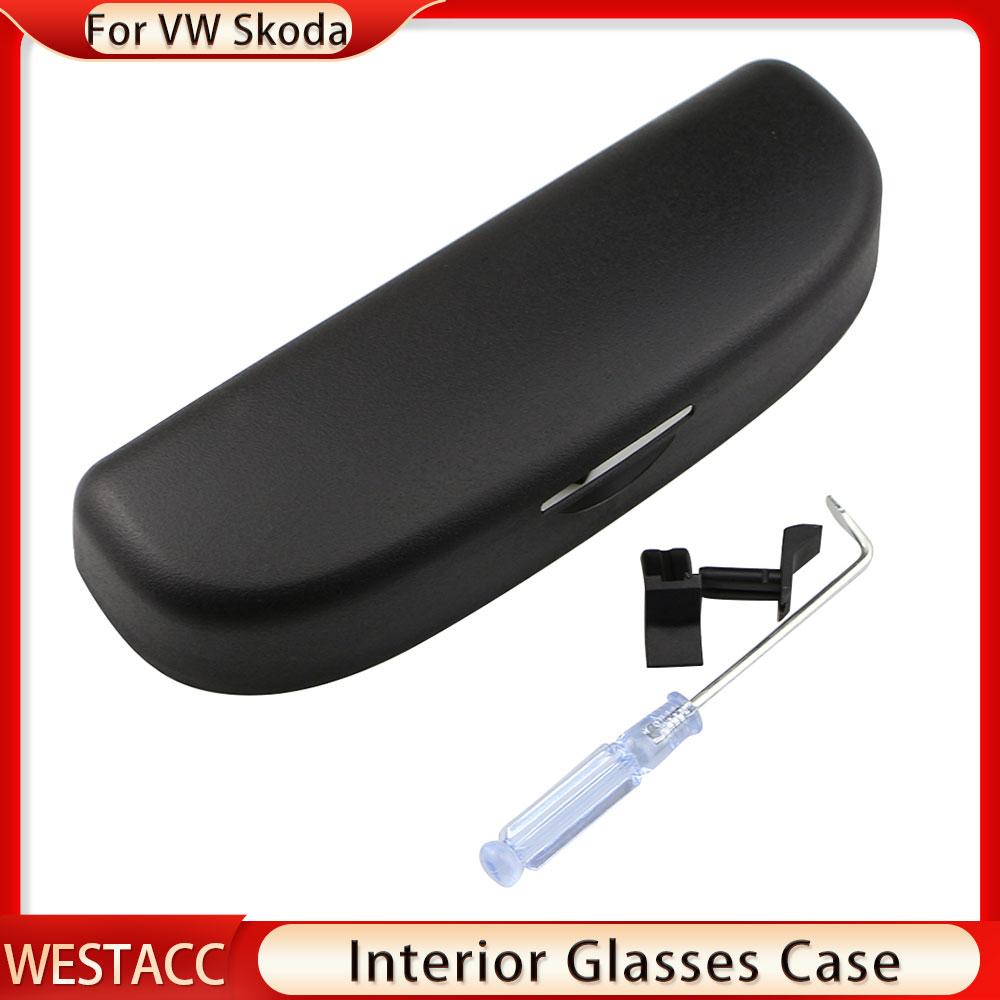 Étui à lunettes de voiture en ABS, support de lunettes de soleil pour VW Touareg 2018, boîte de rangement pour lunettes de soleil Skoda Karoq Kodiaq