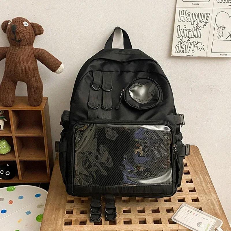 

Collage Style Kawaii School Bag Backpack Transparent Teenage Girl Itabag Love Heart JK Women Backpack Laptop Bag