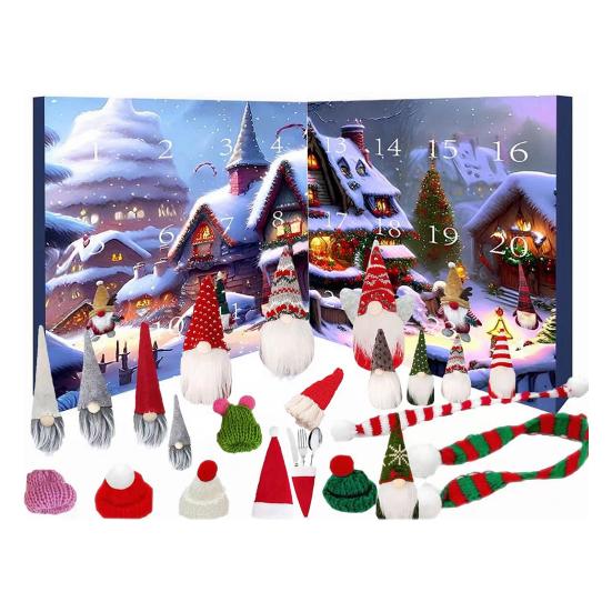 

Рождественский адвент-календарь 2024 года с гномом, обратный отсчет до Рождества, 24 дня, слепая коробка с мини-картинкой 30cmx30cm