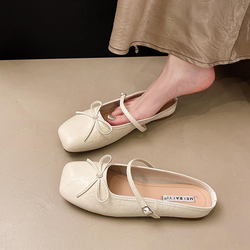 

Баотоу полутапочки бант женские весна и лето новые на одной педали удобные и универсальные повседневные модные Баотоу шлепанцы женские 40 абрикосовый