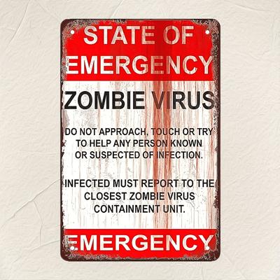 Lustiges Zombie-Virus Warnschild 8x12 Metall-Wandkunst für drinnen oder draußen Heimdekoration Eisenmalerei