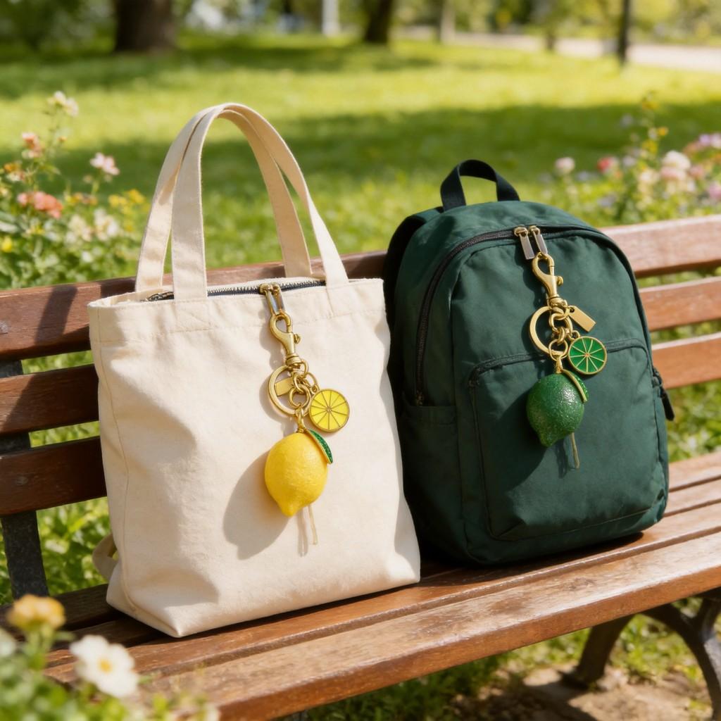 Stilvoller Früchte-Schlüsselanhänger Für Taschen Mit Galvanisierter Legierung Und Zitronen-Design Für Den Sommer