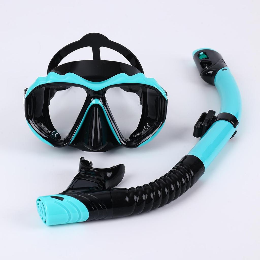 Maschera da Immersione in Silicone per Bambini e Adulti con Snorkel - Lente in Vetro Temperato HD, Montatura Grande