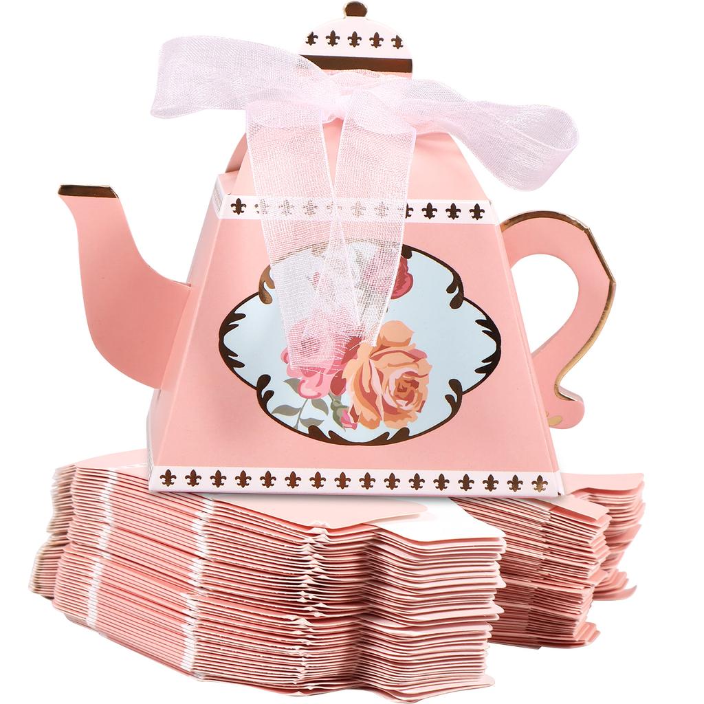 50/100Pcs Teapot Gift Boxes Cute Cookie Candy Box Mini Paper Present Bags Wedding Bridal Birthday Christmas Decor Party Supplies