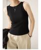 Summer new threaded versatile vest slim-fitting sleeveless tight top slimming one-word collar top trendy
