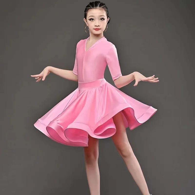 Abito da Ballo Latino Professionale per Bambine Abiti da Ballo da Sala Rumba Cha Cha Samba Abito da Pratica Latino Performance