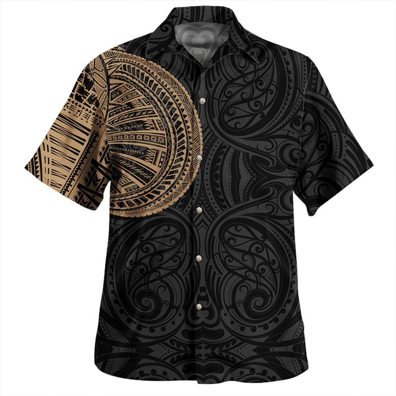 Samoa Polynesische Hawaiian Hemden Für Männer Design Kurzarm Revers Bluse Tops Damen Sommer Lässig
