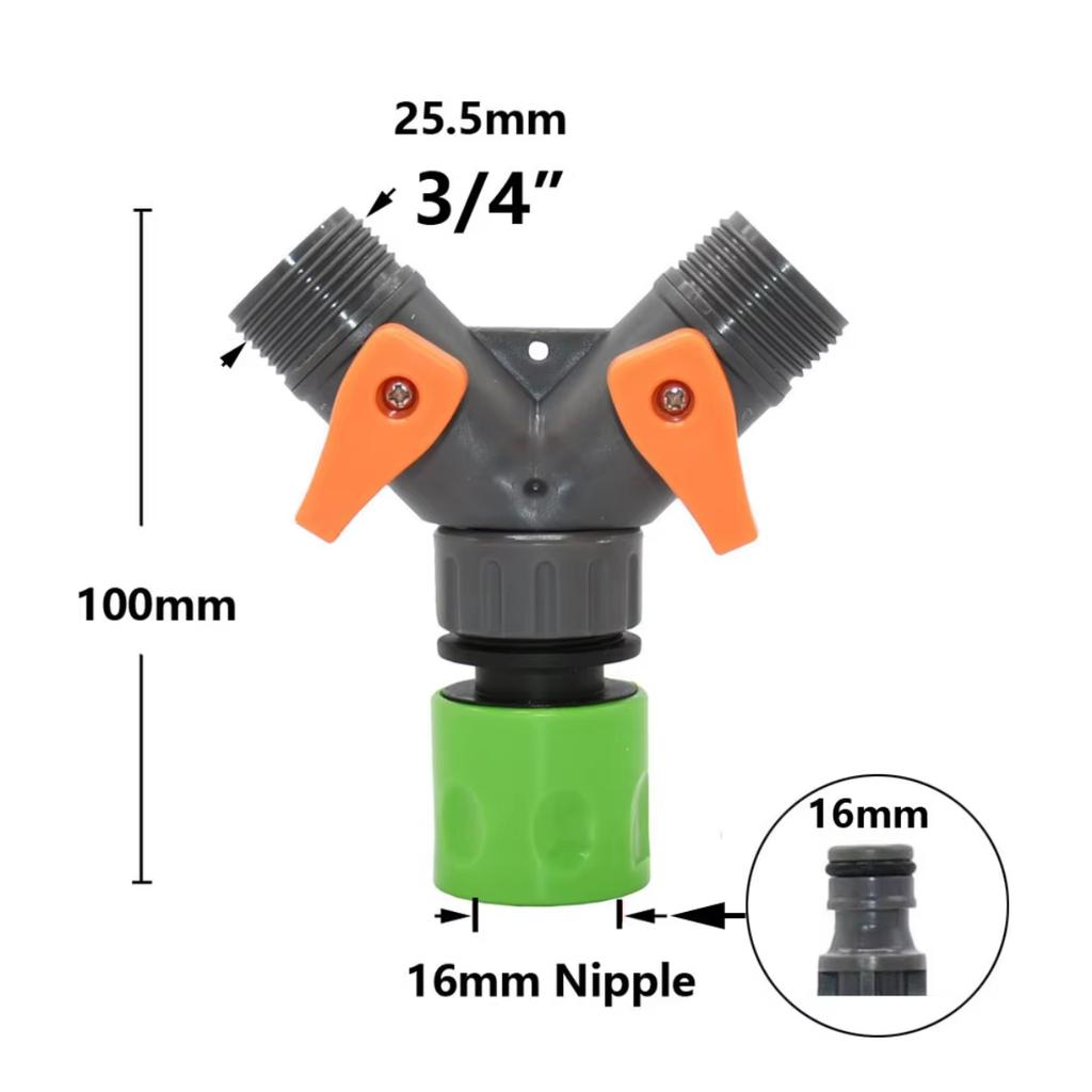 2/4cestný zahradní kohoutek, vsuvka hadice, rozdělovač vody, samice, 1/2 3/4 závit, Y zavlažovací ventil, rychlospojka pro zahradní hadici