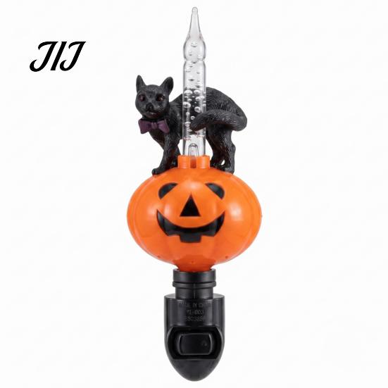 Halloween Night Light Black Cat Pumpkin for Halloween, LED Light-up Plug-in Lamp Lamp, Glowing Ambient Holiday Party Decor Decorative