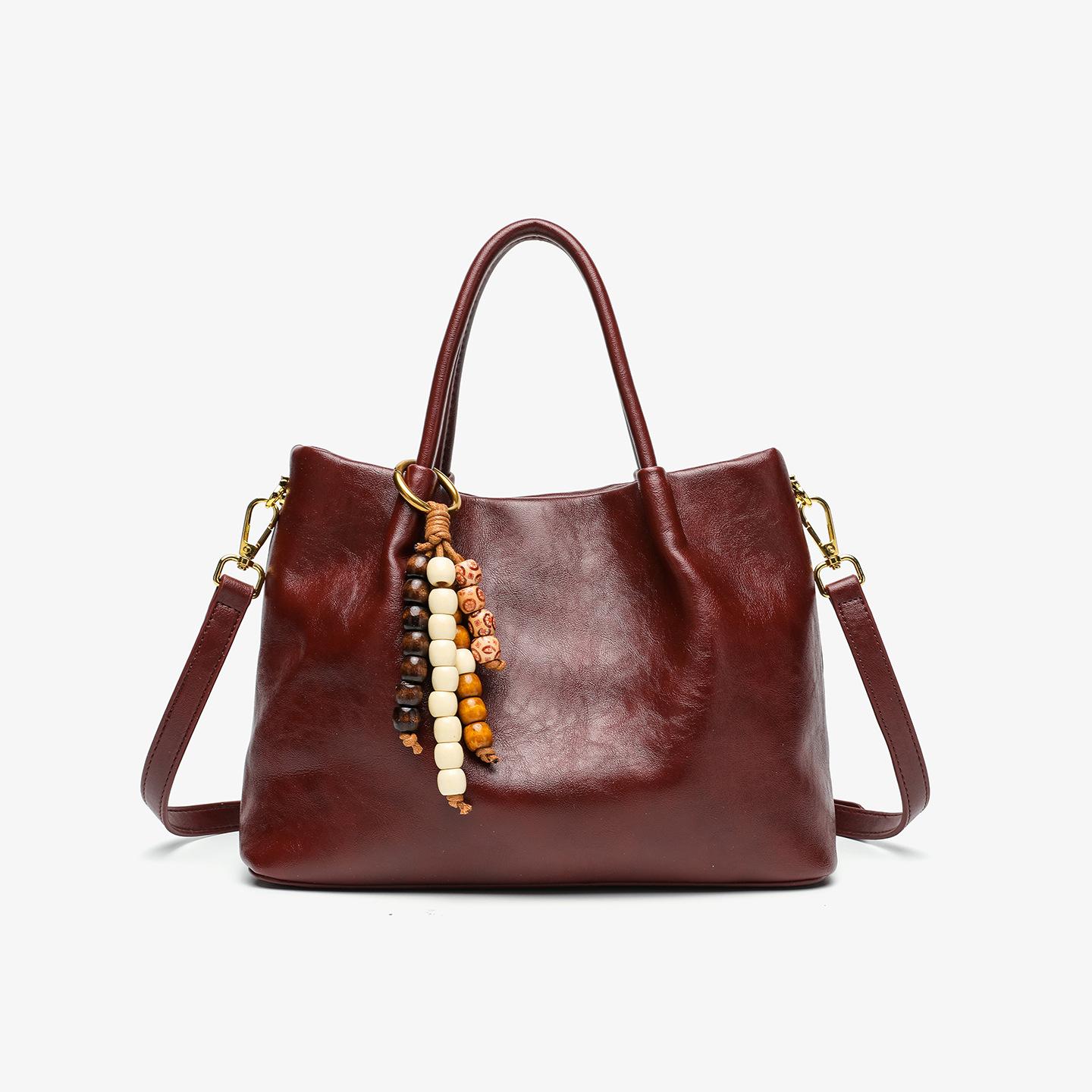 

Сумка высокого класса в стиле ретро большой вместимости, сумка на одно плечо под мышкой, модная текстура, простая сумка-ведро красный