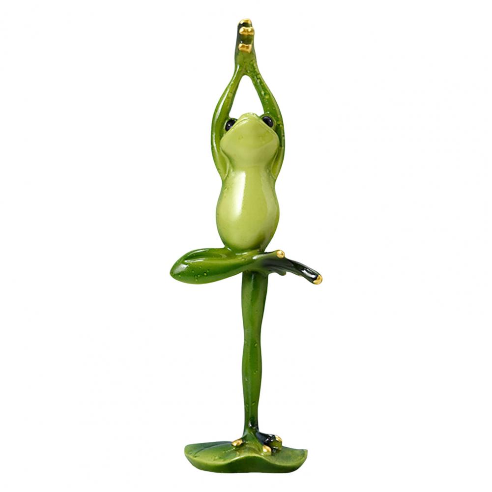 Cartoon Couple Frog Figurine Yoga Frog Statue Resin Sports Frog Sculpture Home Office Desktop Decoration Ornament