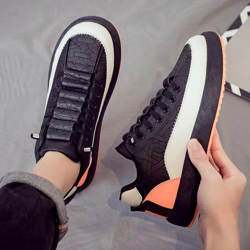 

Модные мужские кроссовки 2024 Осень/зима Новые корейские трендовые спортивные повседневные черные туфли для скейтборда Нескользящая обувь на толстой подошве 44 оранжевый