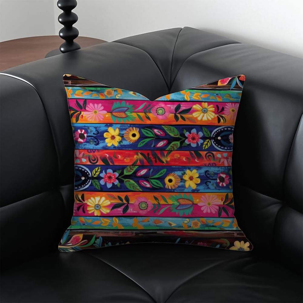 Boho Pattern Ethnic Art Cushion Cover Pillow Case Antidustmite Invisible Zipper Silky Plush Cushion