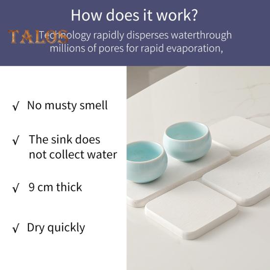 4Pcs Water Absorbing Stone Tray Instant Dry Sink Coasters Kitchen Sponge Hand Soap Tray & Toothbrush Holders for Bathroom Counter