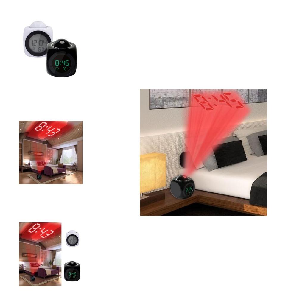 Classic Digital Alarm Clock Multifunction With Voice Talking And Bright Led Projection Temperature Display