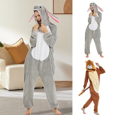 Tier-Onesie-Pyjama für Erwachsene und Kinder, Unisex, Flanell, einteilig, Nachtwäsche, Halloween, Cosplay-Kostüm für Zuhause
