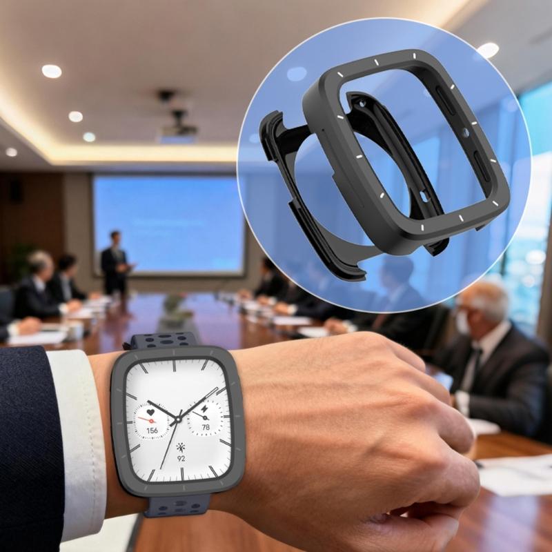 Watch Cover Full Coverage Shell for Active 2 Square/2s Scratchproof Metal Bumper Frame Case Housing Easy Installation