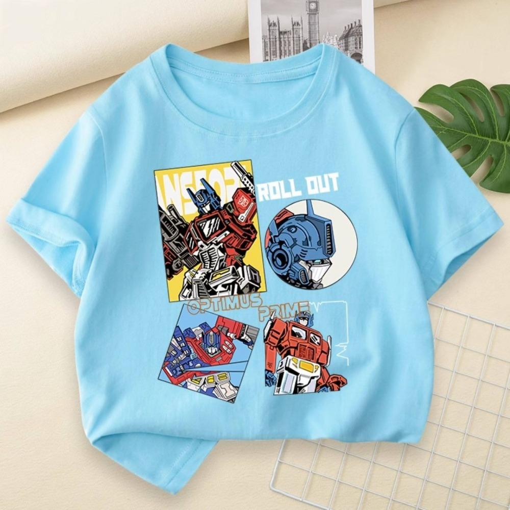 2026 Summer Cotton Versatile Breathable Cool Parent Child Wear Transformers Autobots Attack Cartoon Printed Children's T-shirt