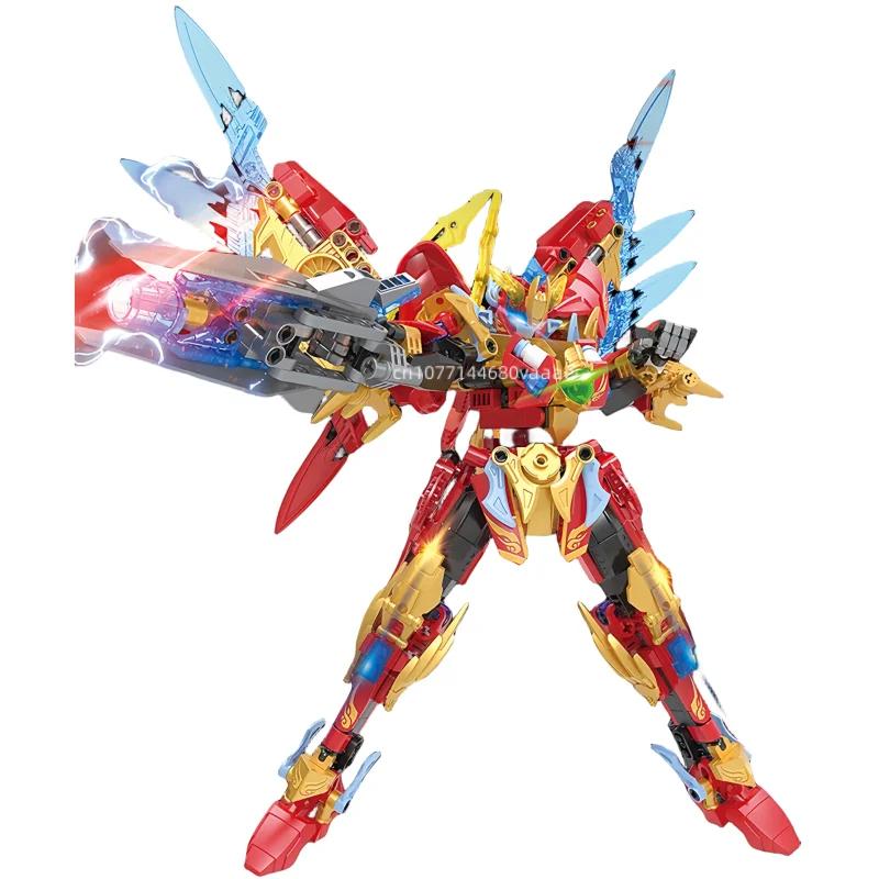 The Latest  Blue Dragon and White Tiger Assembled Direct Transformation Mecha Boy Building Blocks Educational Toy Holiday Gift