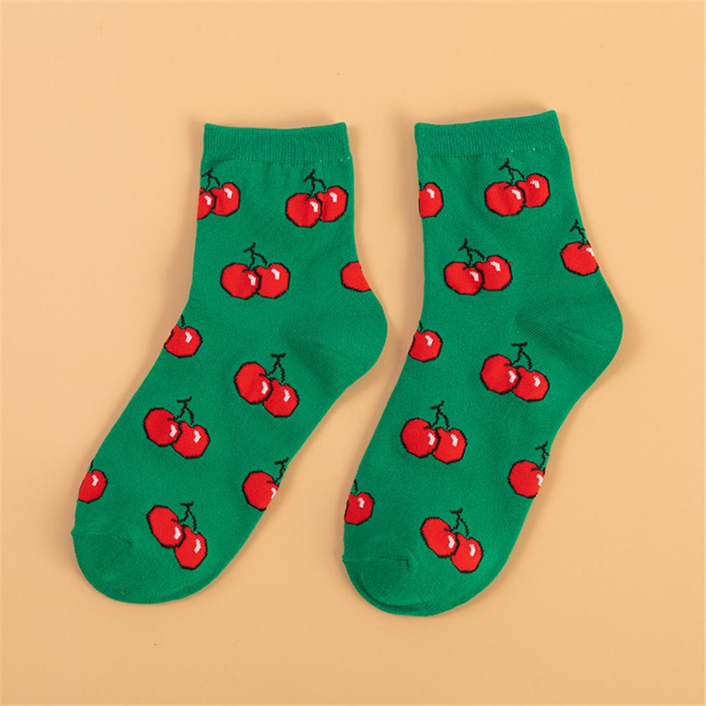 Creative Funny Cotton Women Socks Happy Fruit Peach Strawberry Banana Cherry Apple Cute Bright Color Hipster Sokken Dropship