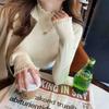 Semi-turtleneck Bottoming Shirt for Women's Autumn and Winter High-end Sense, Foreign-style Lace Splicing, Sweater Inside, Thin Cashmere Knitted Top