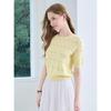 Baitu Women's French Hollow Jacquard Knit Short Sleeve Top