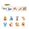 500 Sheets/Roll 8 Animal Loops Cartoon Roll Stickers Cute Animals Children Handmade Polka Dot Stickers
