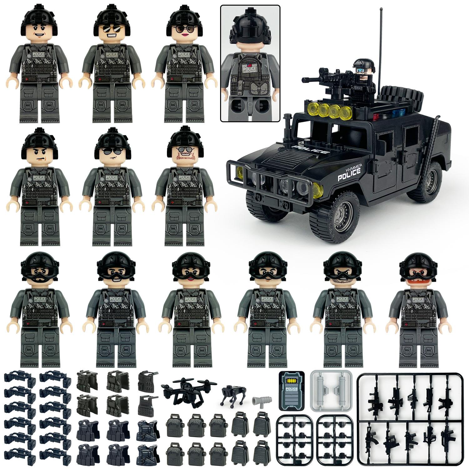 

Военная серия Патрульный автомобиль специальной полиции Солдат специальной полиции Игрушки-конструкторы