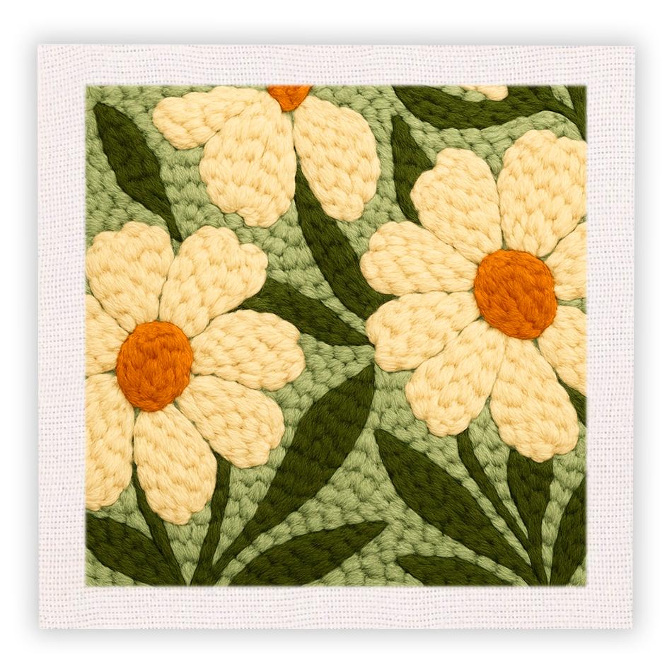Punch Needle Embroidery Kits for Adults Beginner Flower Embroidery Poking Punch Needle Kit with Yarn Painting DIY Crafts