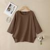 ZANZEA Women Casual Round Neck 3/4 Sleeve Loose Irregular Blouse
