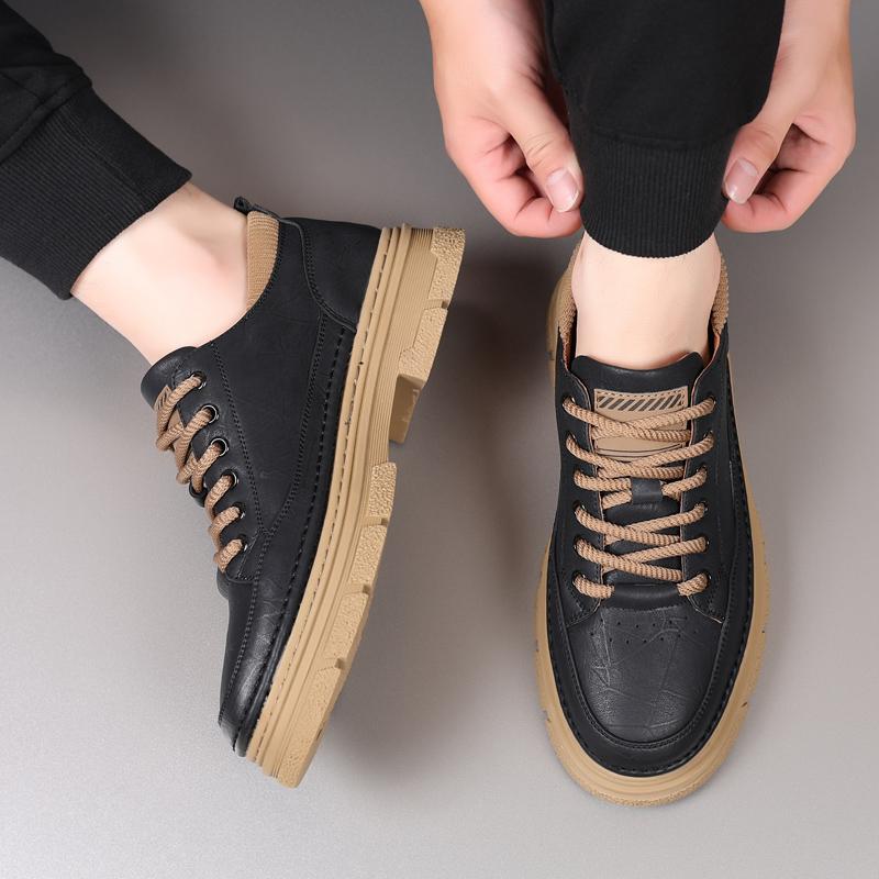 Fashion Casual Men's Genuine Leather Shoes Classic Business Versatile Style Outdoor Leisure Party Daily Office Quality Thick Soled Shoe