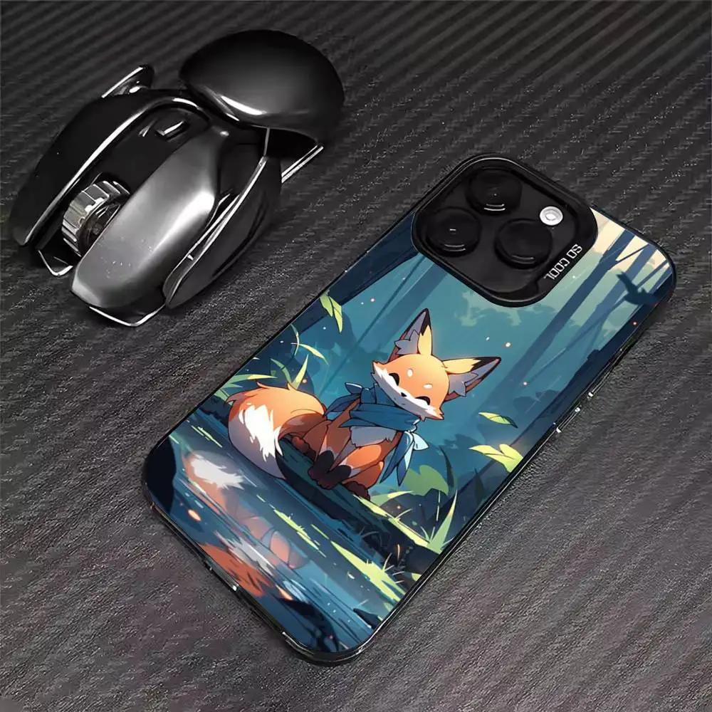 Cartoon Animals Bear Fox Phone Case For iPhone 17 16 15 14 13 12 11 Pro Max XS Max 7 8 Plus Shockproof Silicone Matte Cover