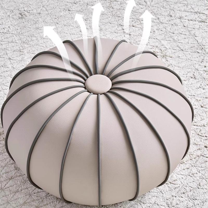 Leather Sofa Footrest Round Mobile Foot Stools Miniature Modern Shoe Changing Stool for Living Rooms Aesthetic Room Furniture