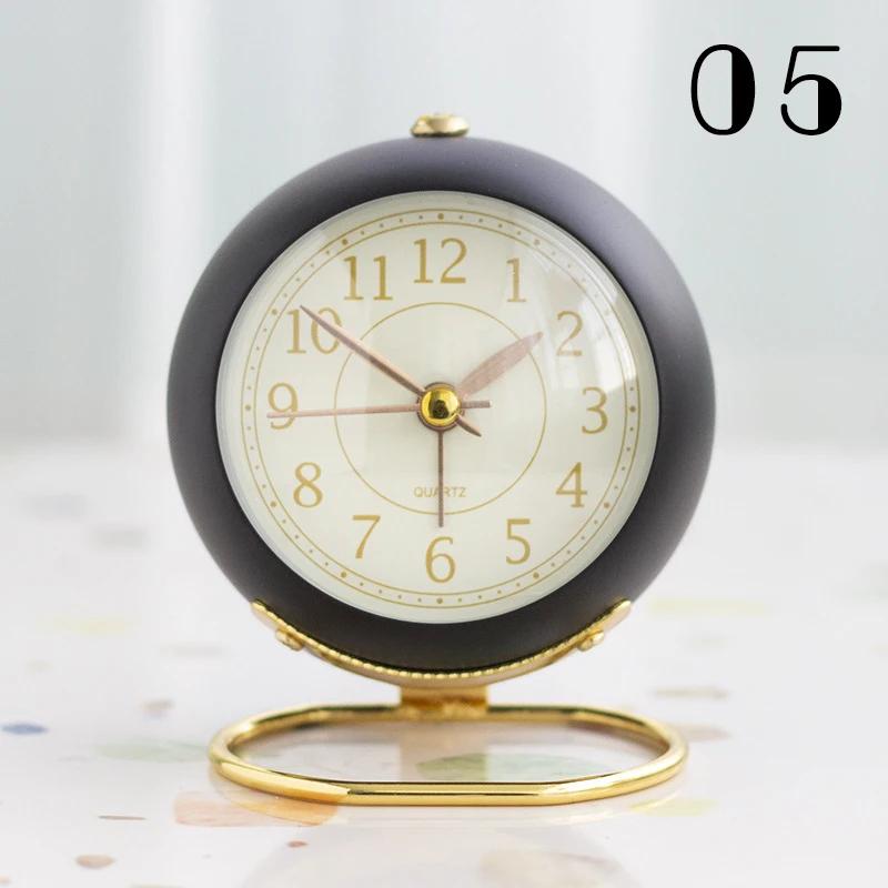 1PC Retro Alarm Clock Digital Quartz Clock Home Decorations Portable Compact Silent Clock Metal Stand Desktop Decor New