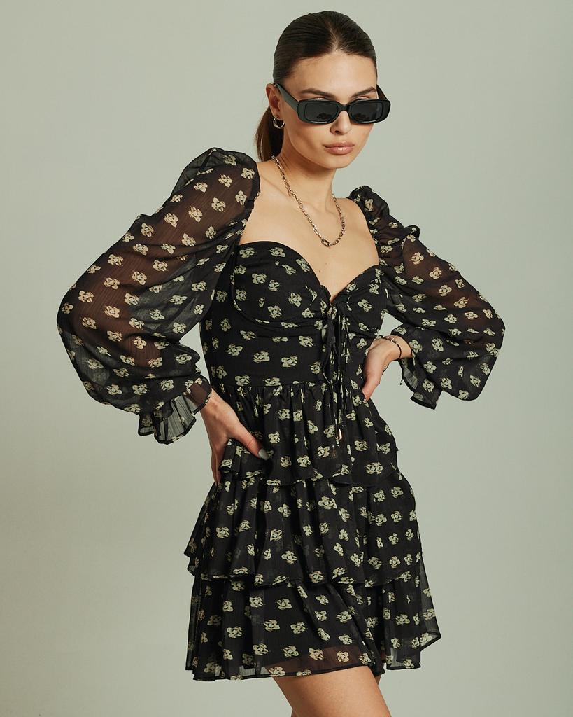 Dress QUZU 31972 S Black-beige Flower