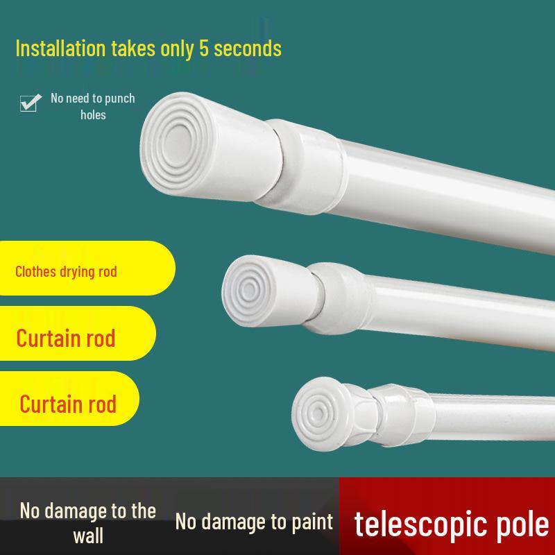 Adjustable Telescopic Rod for Shower, Curtains, Wardrobe, Balcony, or Kitchen Shelves