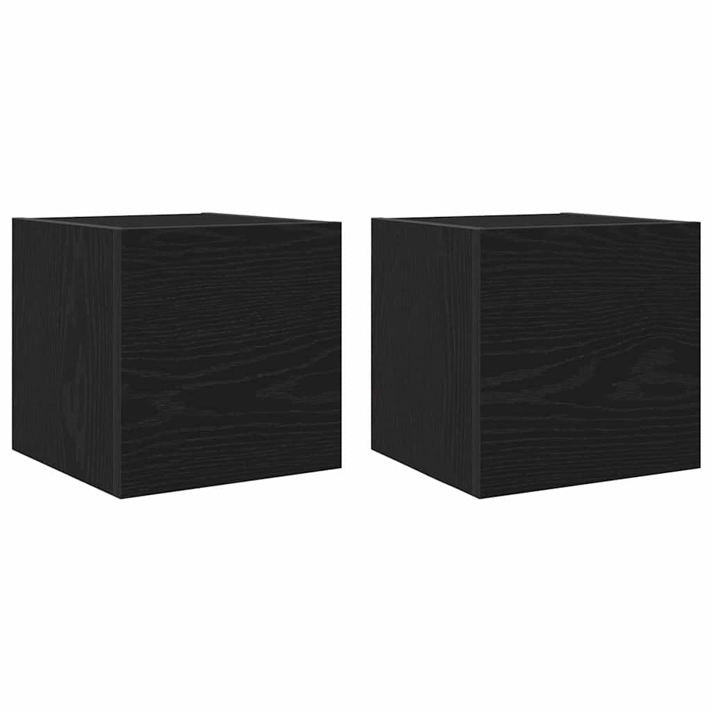 Wall Mounted TV Shelf 2 pcs Black Oak 30.5 x 30 x 30 cm