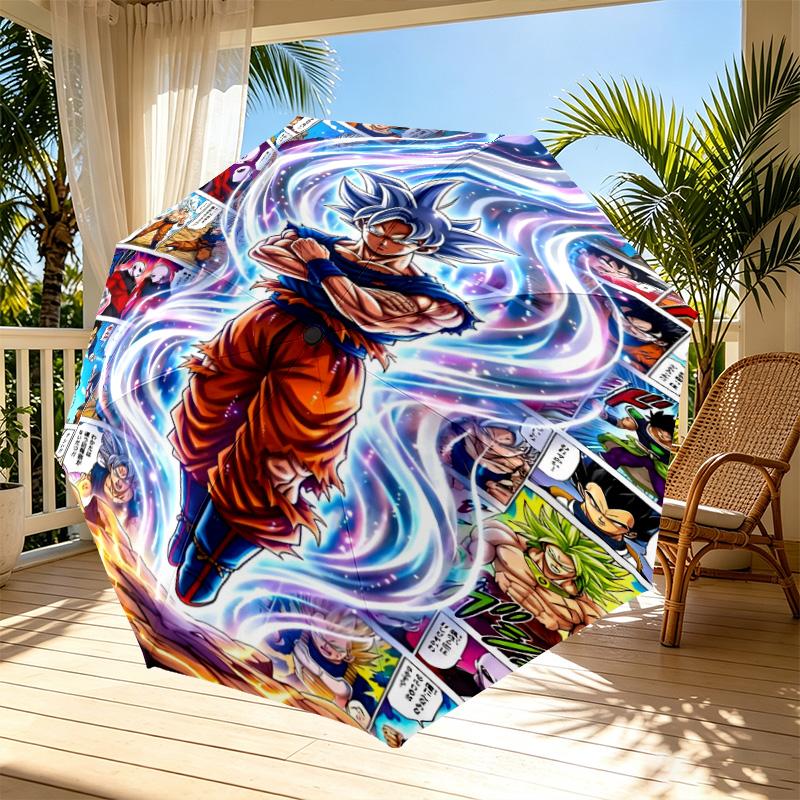 DRAGON BALL Print Automatic Open Close Umbrella, Portable Foldable Umbrella, for Outdoor Commute Camping Trip, Ideal Birthday Gift
