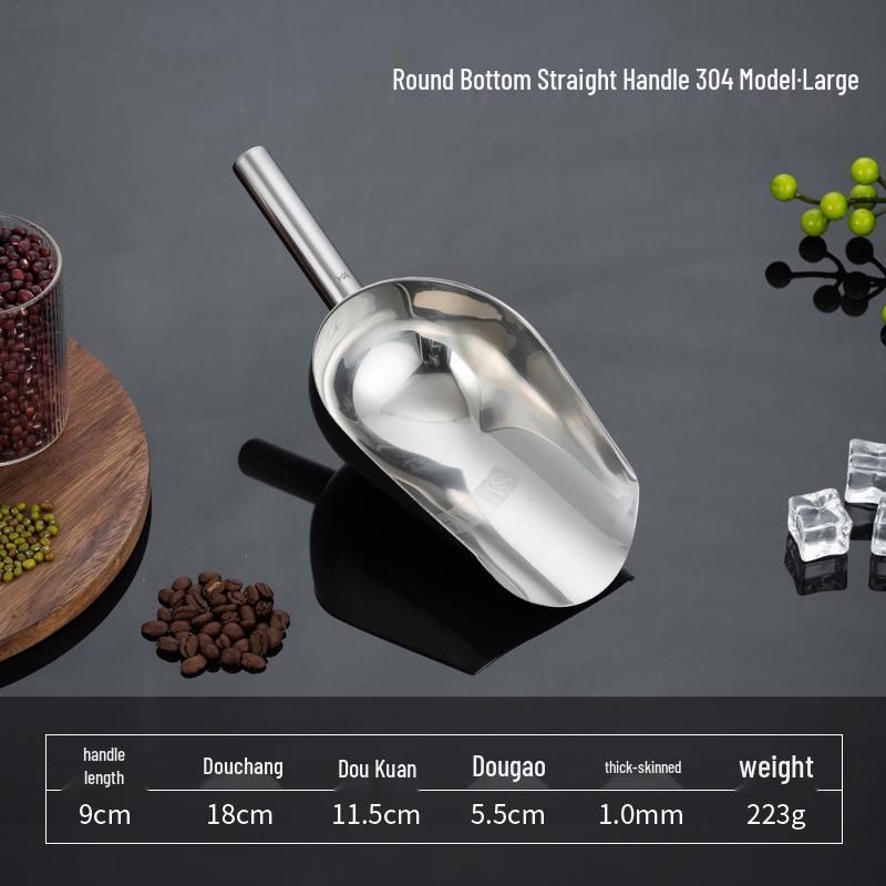 Stainless Steel Multipurpose Scoop with Extended Hanging Handle for Ice, Rice, Dried Fruit, Candy, and Flour.